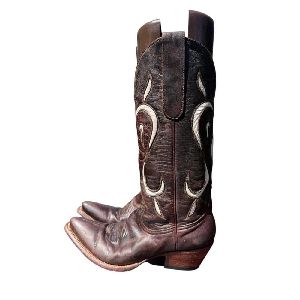 Leddy Vaquero Tall Inlay Western Cowboy Boot Women size 6 B - Picture 2 of 7